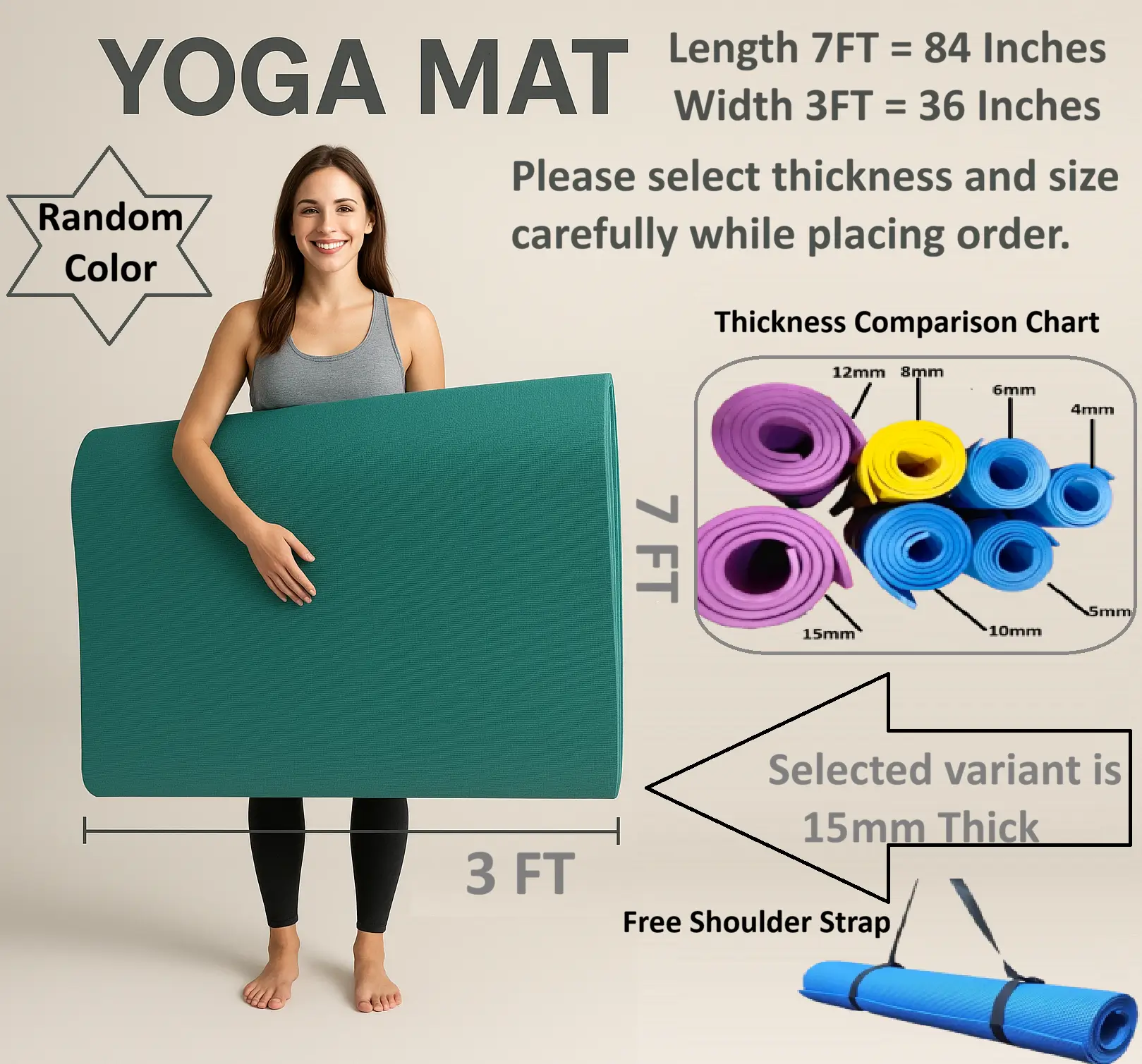 yoga mat 36 x 84 15mm Pakistan